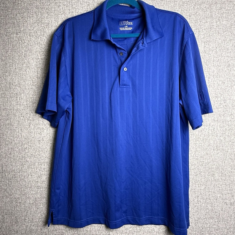 PGA Tour Mens Polo Golf Shirt Bright Blue Large‎